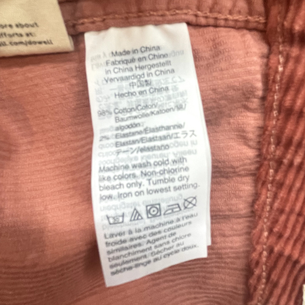 Madewell Pants Womens 32 Orange Corduroy Slim Emmett Wide Leg Crop High Rise - Picture 14 of 15